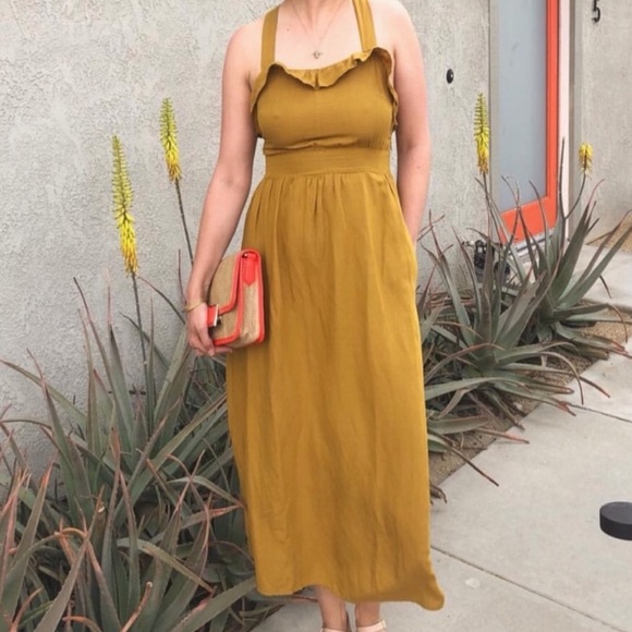 Zara rustic Ruffle Linen Maxi Dress - Picture 6 of 7